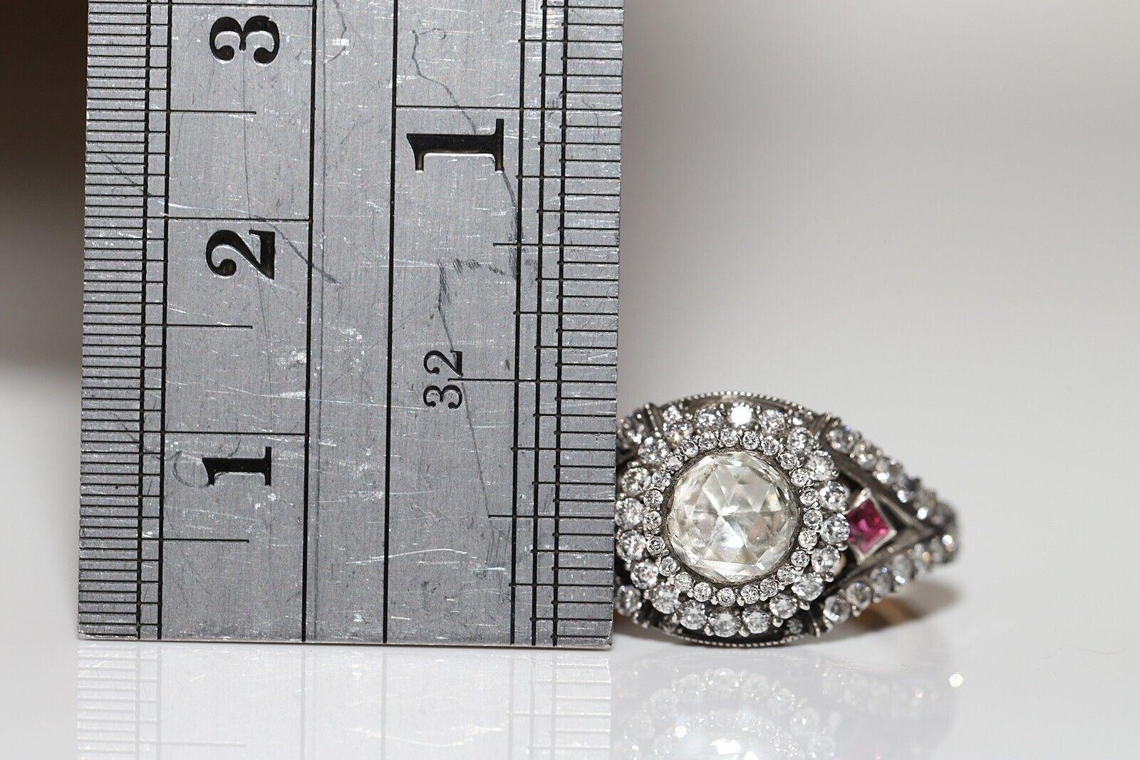 Nouveau Fait à la main 14k Top Silver  Bague en or ornée de diamants naturels et de rubis Bon état - En vente à Fatih/İstanbul, 34