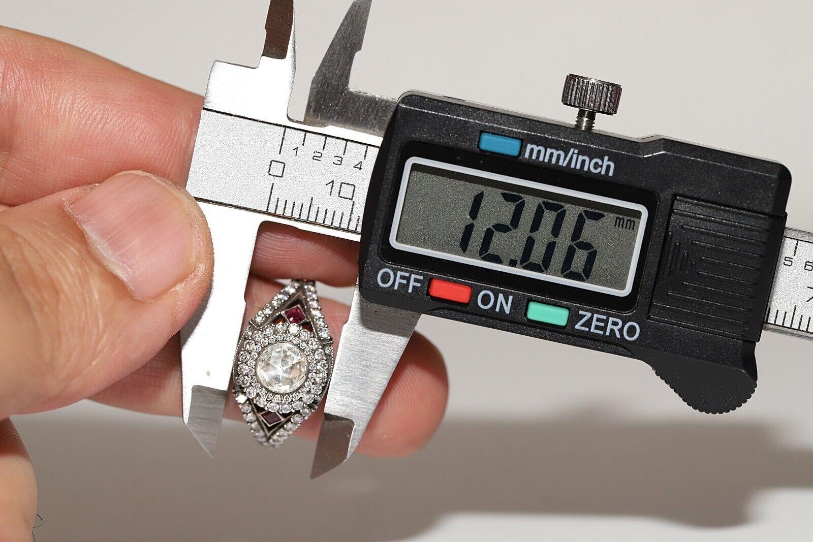 Nouveau Fait à la main 14k Top Silver  Bague en or ornée de diamants naturels et de rubis en vente 2