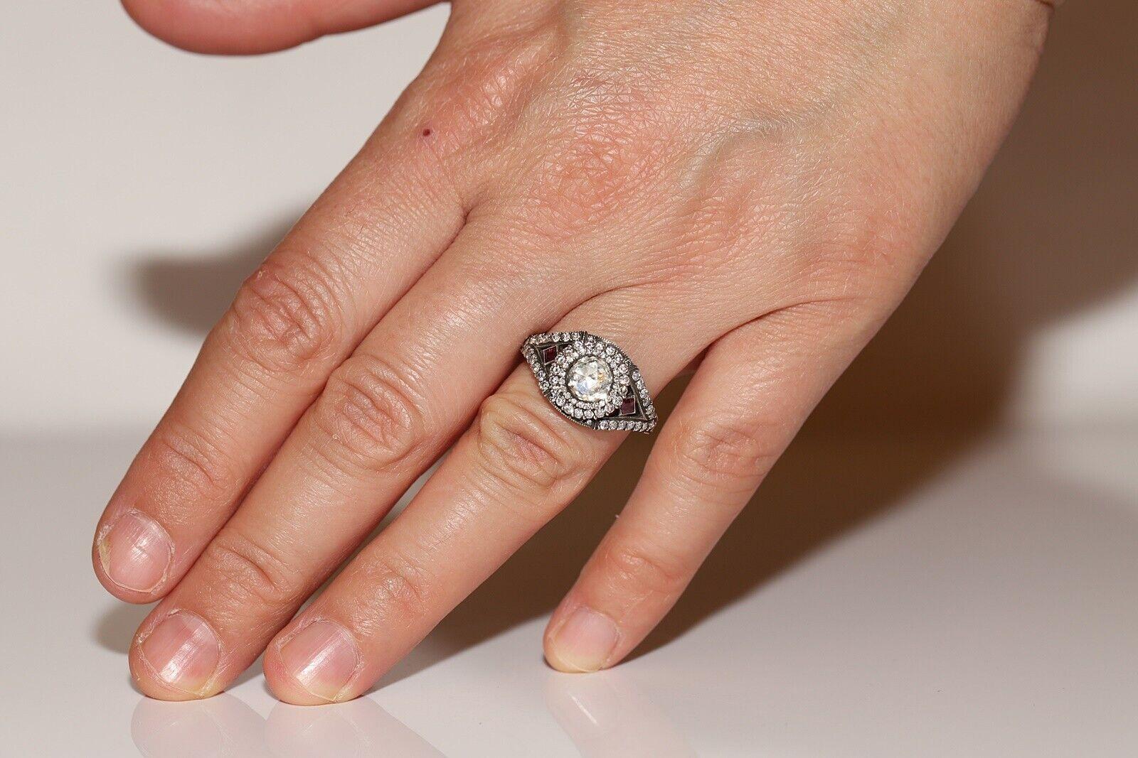 Nouveau Fait à la main 14k Top Silver  Bague en or ornée de diamants naturels et de rubis en vente 3