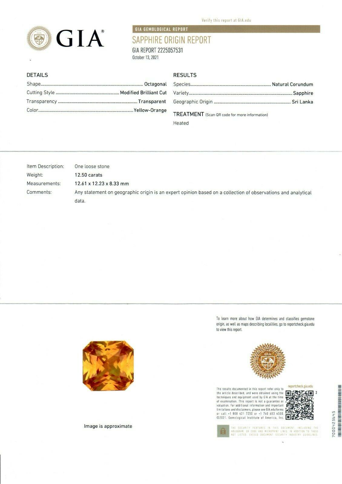 Bague solitaire martelée à chaton en or 18 carats avec saphir orange 12,50 carats certifié GIA, faite à la main, neuve en vente 5