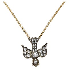 New Handmade 18k Gold Natural Rose Cut Diamond Bird Pendant Necklace
