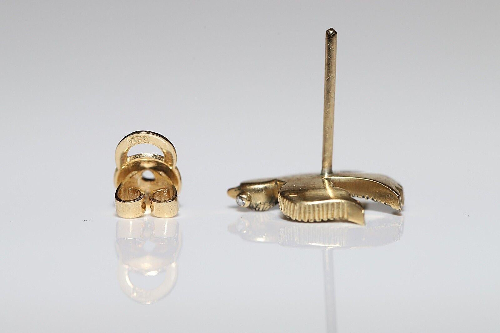 Nuevo Pendiente de oro de 18 quilates con diamantes naturales talla rosa decorado con pájaros en venta 5