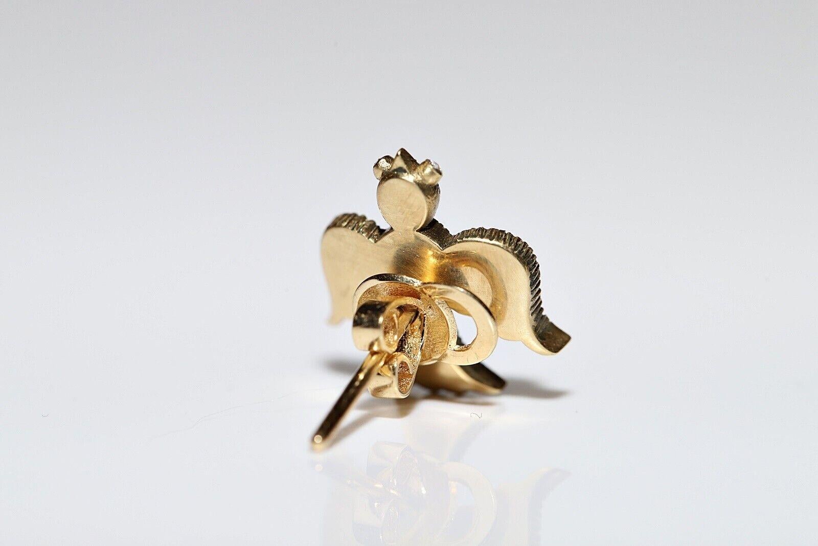 Nuevo Pendiente de oro de 18 quilates con diamantes naturales talla rosa decorado con pájaros Corte rosa en venta