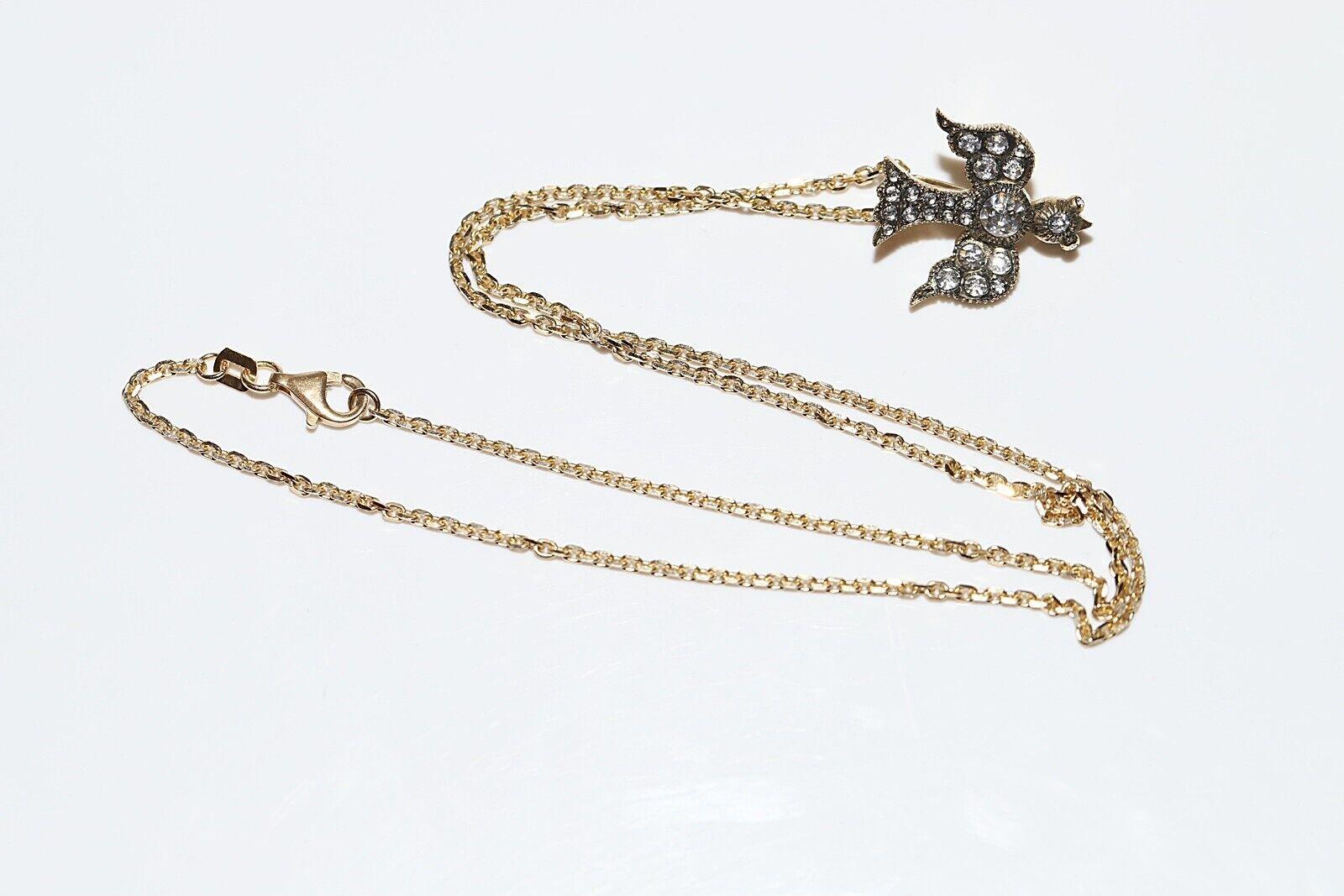 Nuevo collar colgante de oro de 18 quilates con diamantes naturales talla rosa decorado con pájaros en venta 6