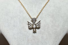 New Handmade 18k Gold Natural Rose Cut Diamond Decorated Bird Pendant Necklace