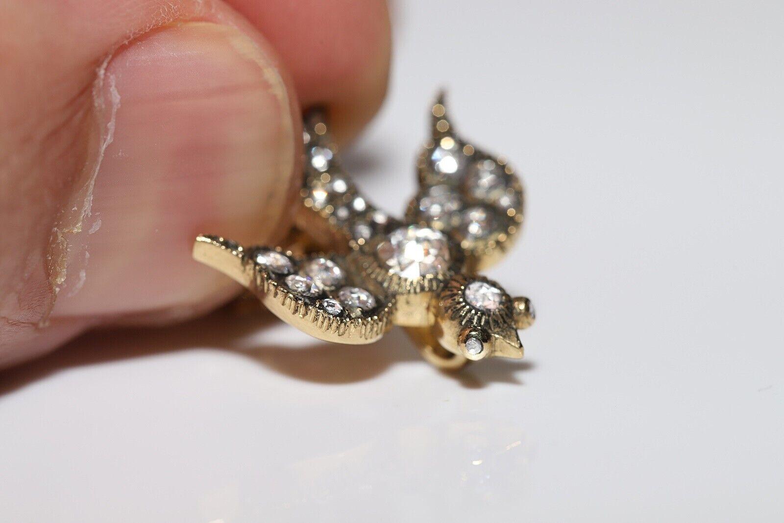 Nuevo collar colgante de oro de 18 quilates con diamantes naturales talla rosa decorado con pájaros en venta 3