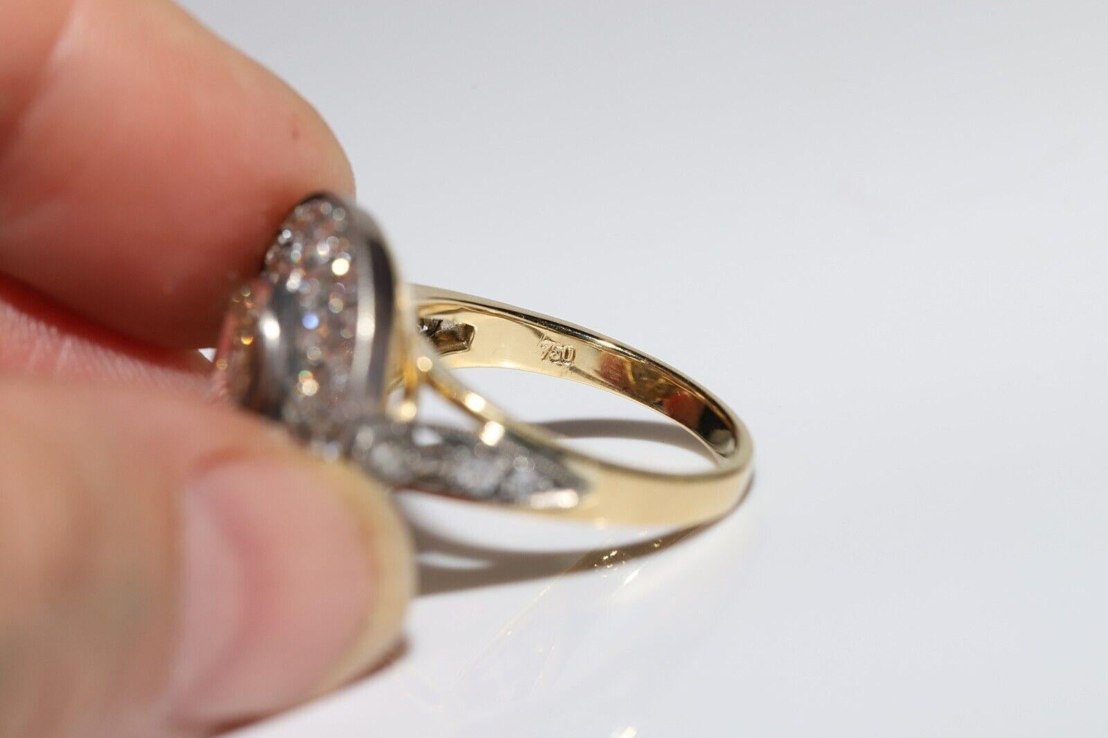 Nouvelle bague en or 18 carats décorée de diamants naturels et d'argent, faite à la main en vente 6