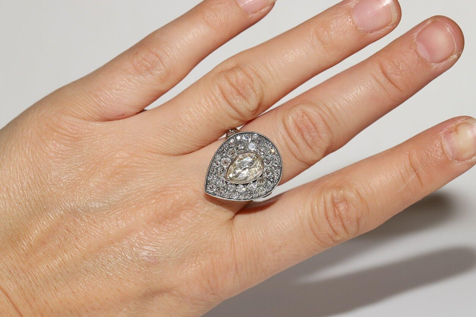 Nouvelle bague en or 18 carats décorée de diamants naturels et d'argent, faite à la main en vente 8