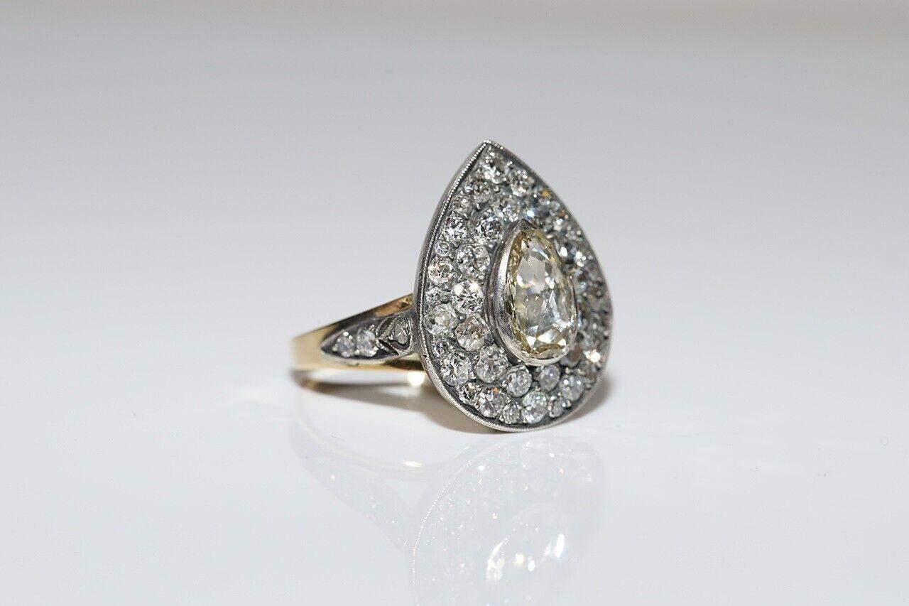 Nouvelle bague en or 18 carats décorée de diamants naturels et d'argent, faite à la main Pour femmes en vente