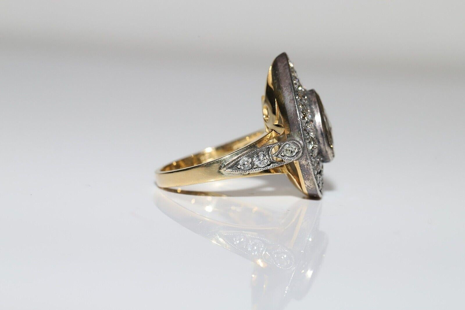 Nouvelle bague en or 18 carats décorée de diamants naturels et d'argent, faite à la main en vente 1