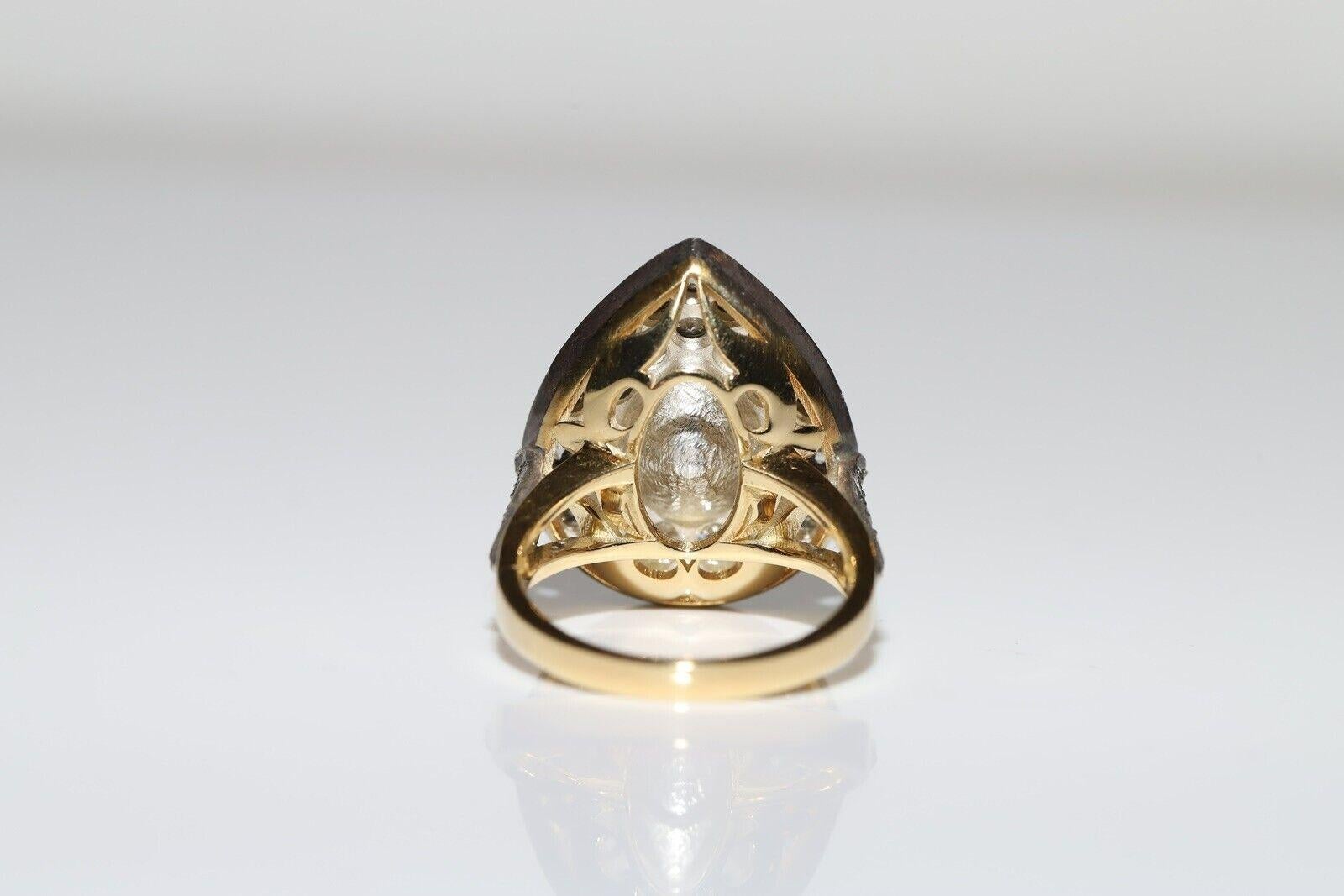 Nouvelle bague en or 18 carats décorée de diamants naturels et d'argent, faite à la main en vente 2