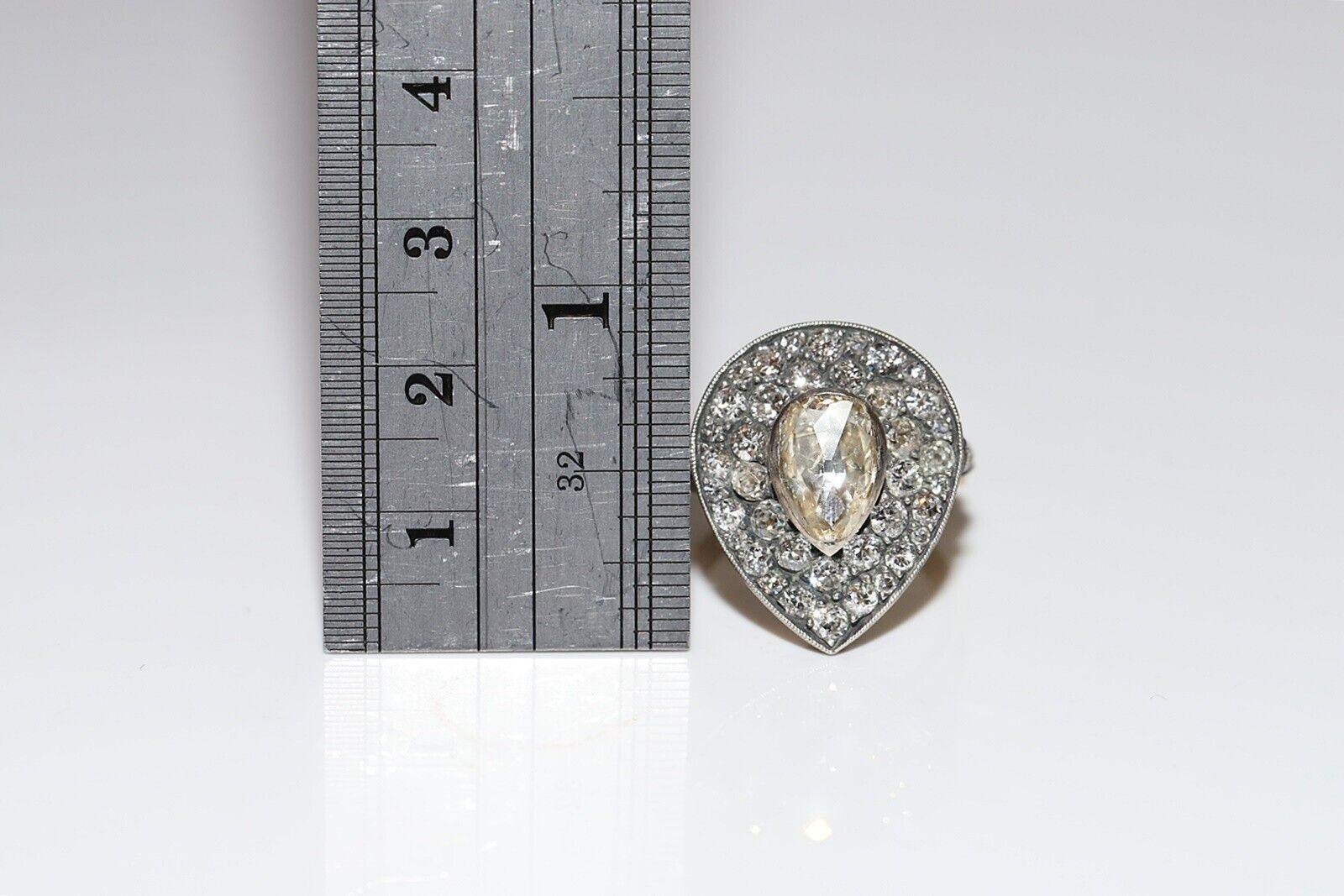 Nouvelle bague en or 18 carats décorée de diamants naturels et d'argent, faite à la main en vente 3