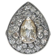 Neuer handgefertigter 18k Gold Top Silber Natürlicher Diamant Dekorierter Tropfenring