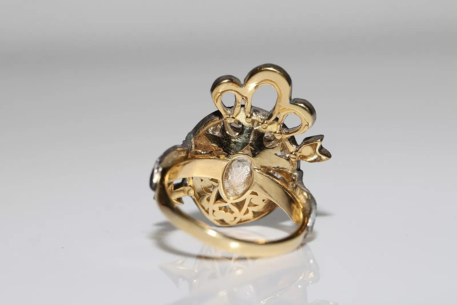 Neue handgefertigte 18k Gold Top Silber natürlichen Diamanten dekoriert Herz Arrow Ring im Angebot 2