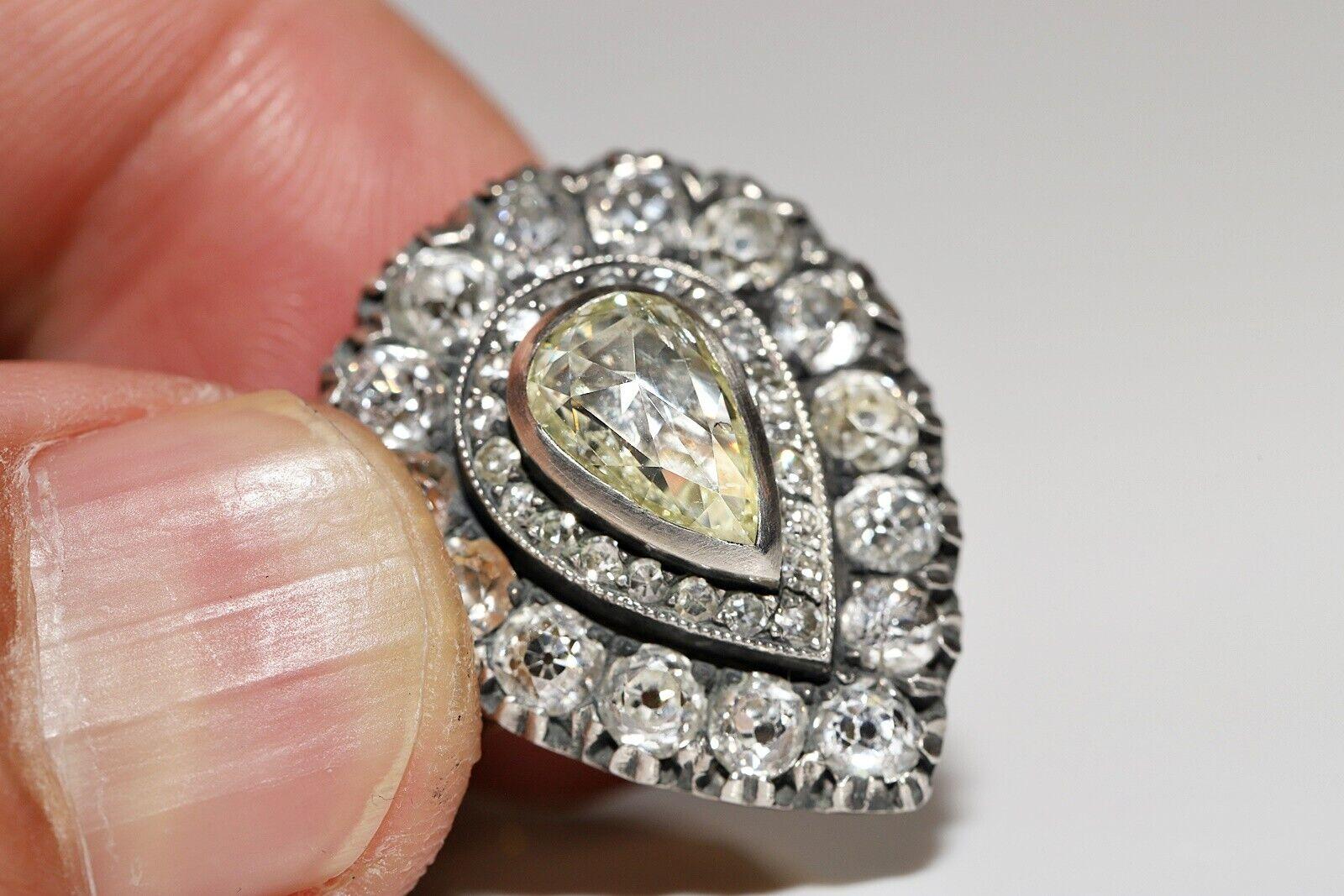 Neuer handgefertigter 18k Gold Top Silber natürlicher Diamant verzierter starkerter Ring im Angebot 4