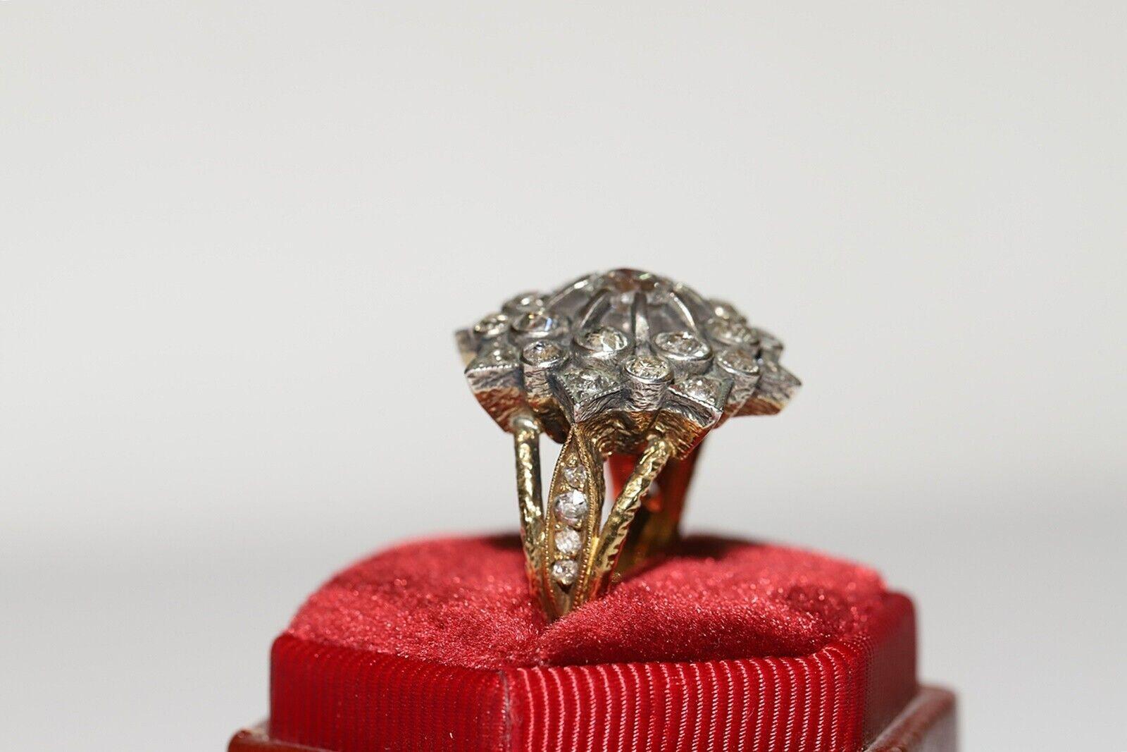 Neuer handgefertigter 18k Gold Top Silber natürlicher Diamant verzierter starkerter Ring im Angebot 5