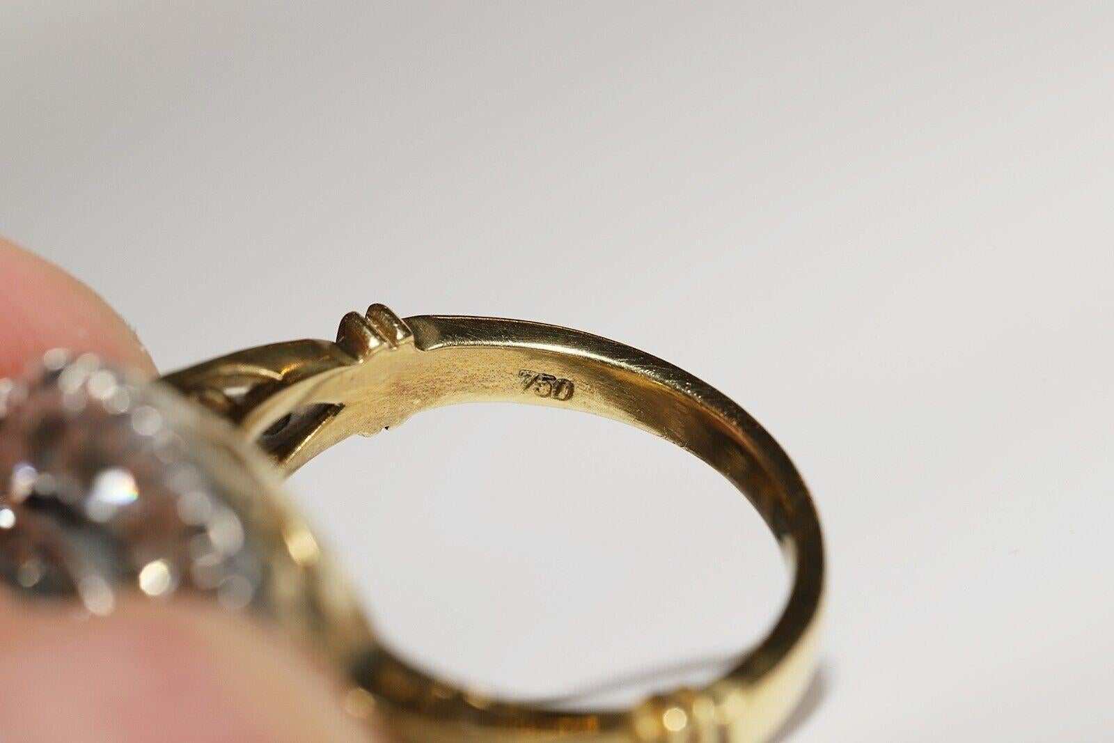 Neuer handgefertigter 18k Gold Top Silber natürlicher Diamant verzierter starkerter Ring im Angebot 5