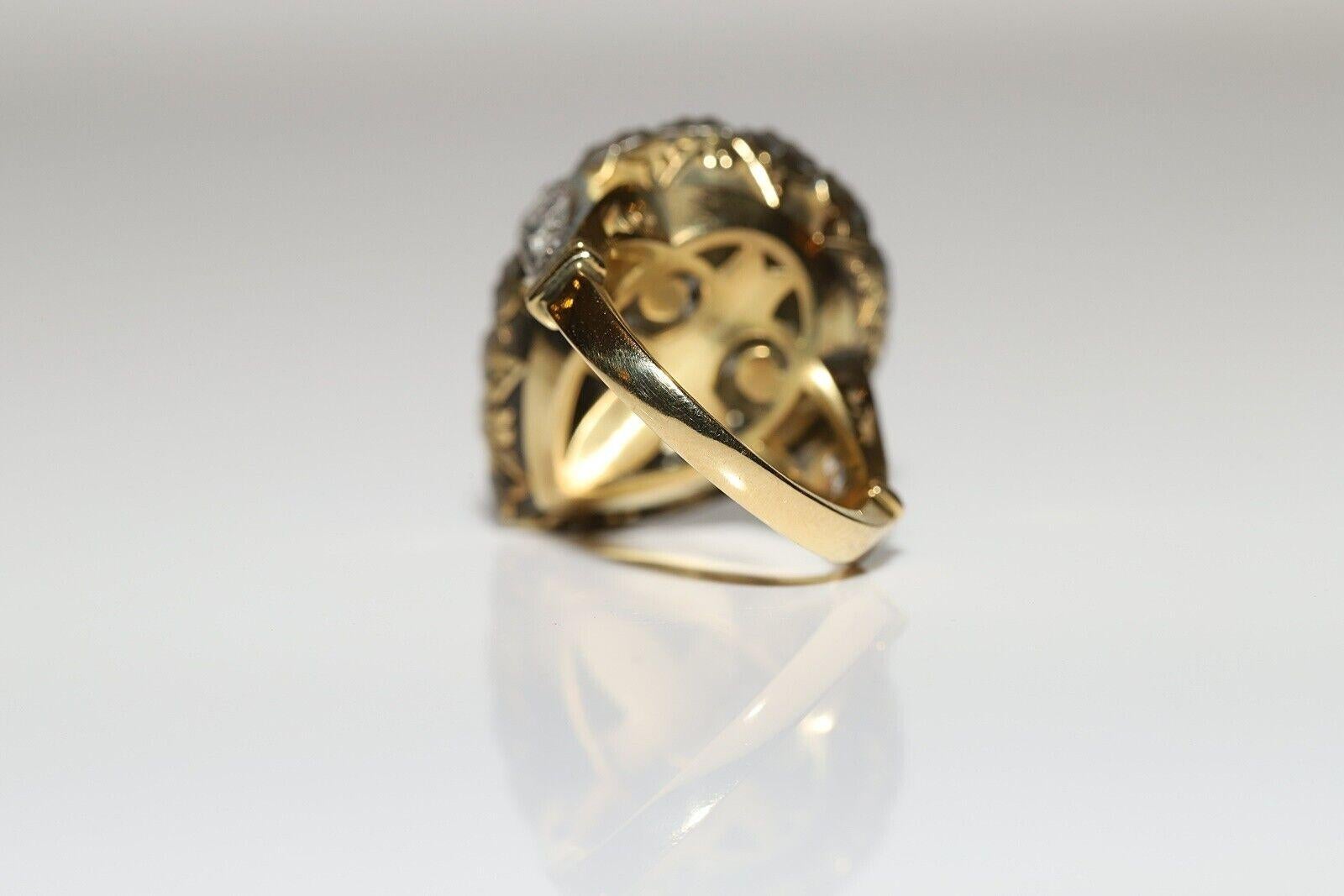 Neuer handgefertigter 18k Gold Top Silber natürlicher Diamant verzierter starkerter Ring im Angebot 6