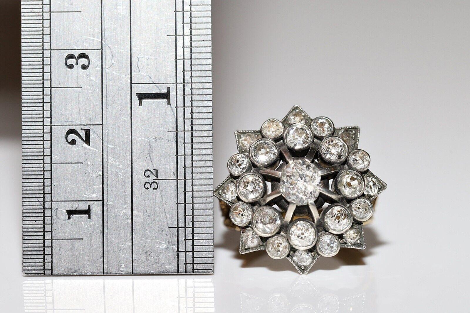 Neuer handgefertigter 18k Gold Top Silber natürlicher Diamant verzierter starkerter Ring im Angebot 7