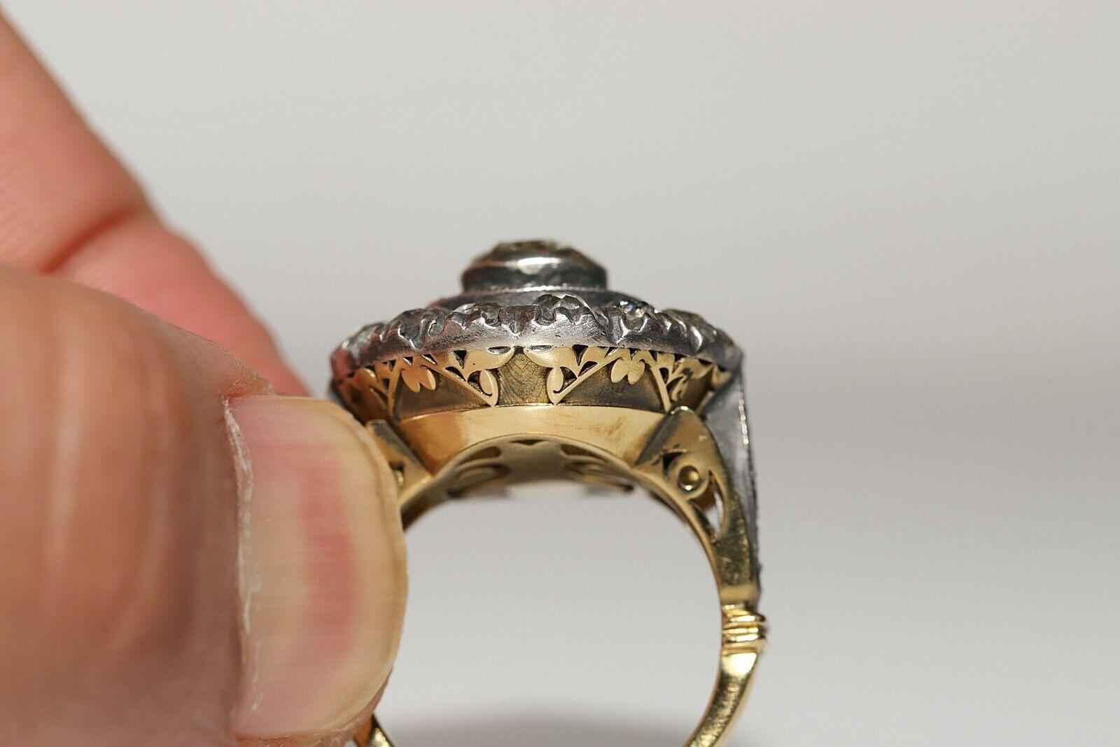 Neuer handgefertigter 18k Gold Top Silber natürlicher Diamant verzierter starkerter Ring im Angebot 7