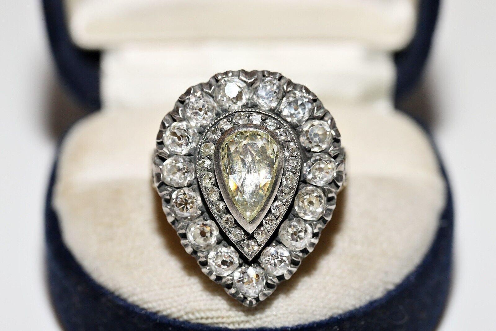 Nuevo Anillo Fuerte Decorado con Diamantes Naturales de Oro de 18k Hecho a Mano Plata Superior en venta 8