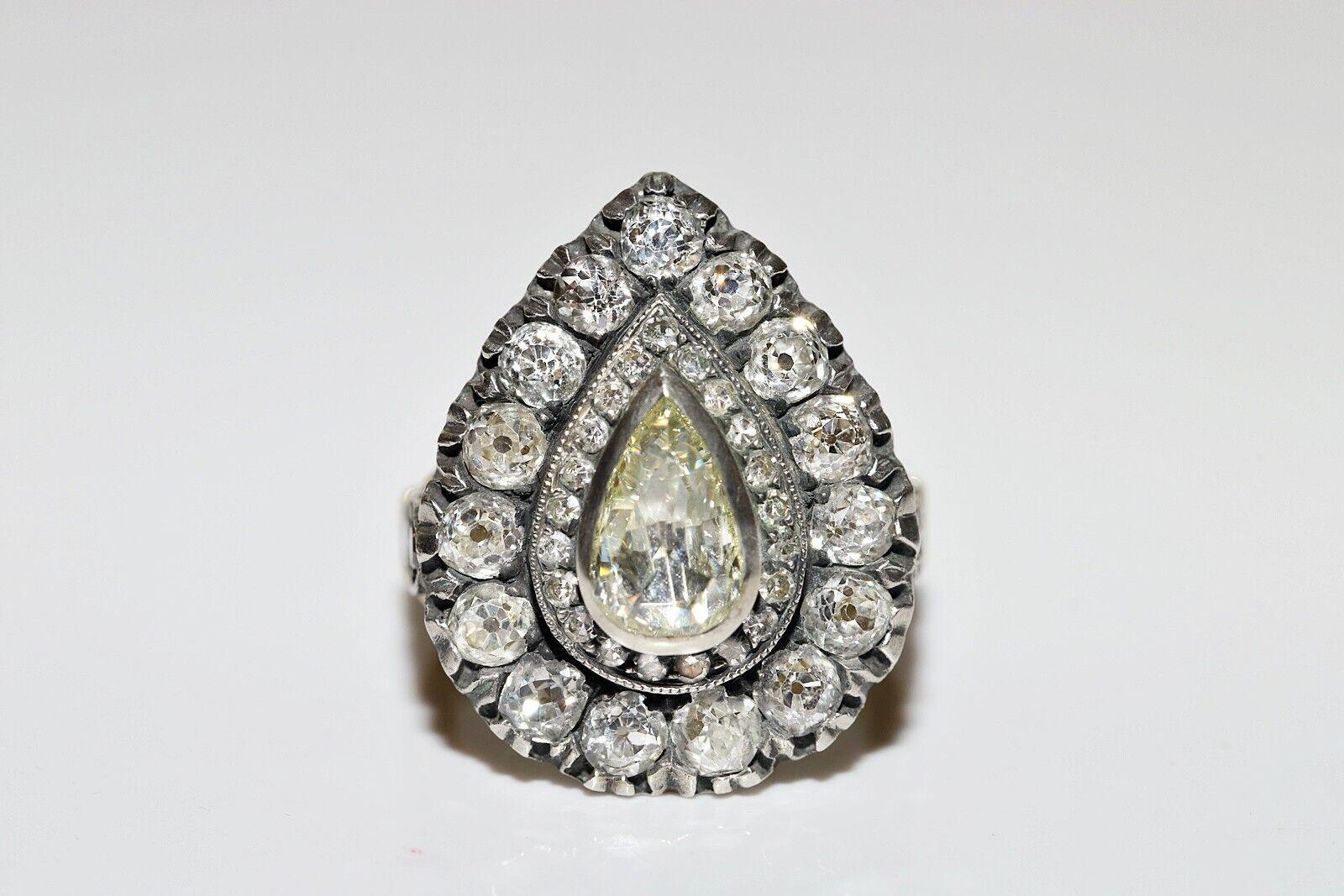 Neuer handgefertigter 18k Gold Top Silber natürlicher Diamant verzierter starkerter Ring im Angebot 9