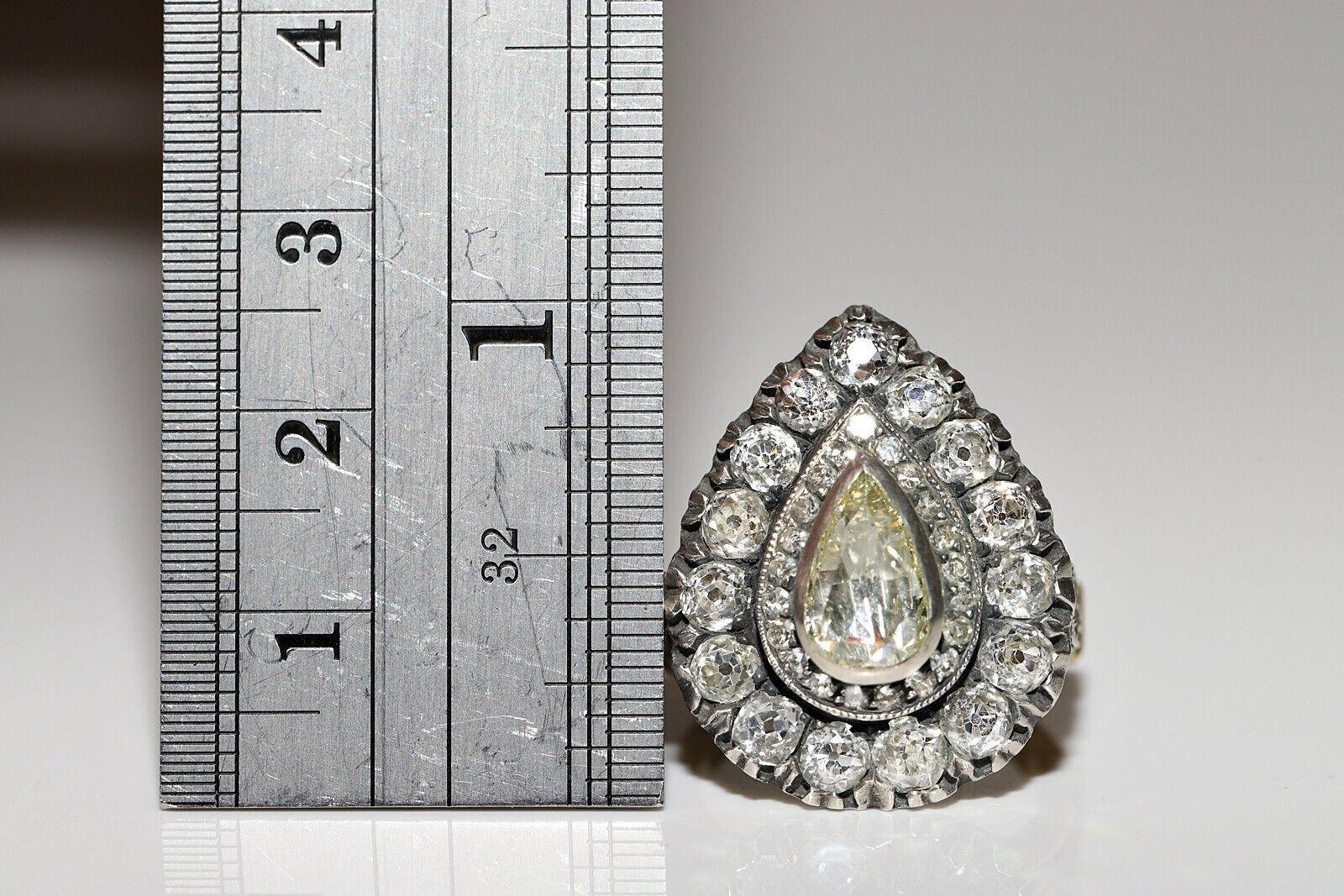 In sehr gutem Zustand.
Das Gesamtgewicht beträgt 16.9 Gramm.
Diamant im Rosenschliff 0,96 Karat.
Clarity ist Zentrum rosa geschliffenen Diamanten Light yellow Farbe und s1 .
Seite alt geschliffener Diamant insgesamt 3,87 Karat.
Die Reinheit liegt