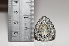 New Handmade 18k Gold Top Silver Natural Diamond Decorated Strong Ring