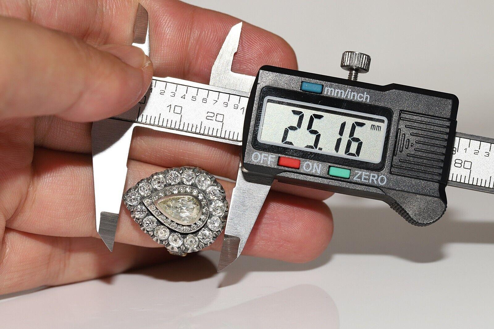 Neuer handgefertigter 18k Gold Top Silber natürlicher Diamant verzierter starkerter Ring (Moderne) im Angebot