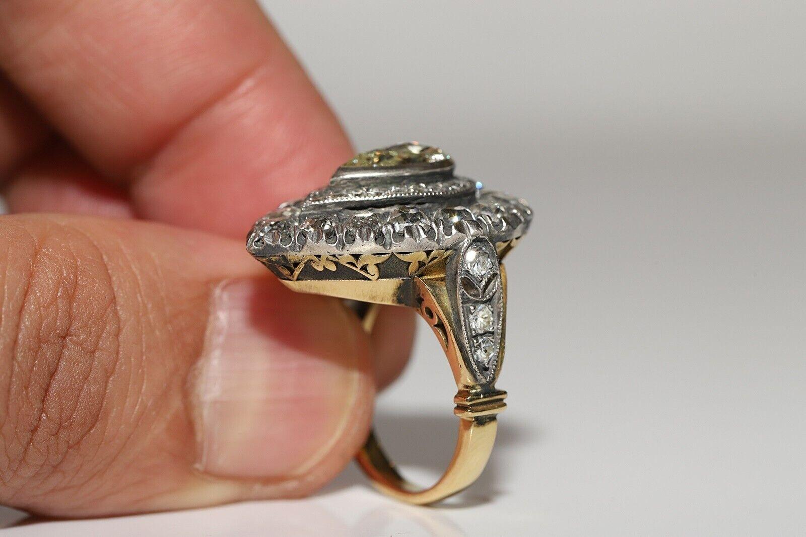 New Handmade 18k Gold Top Silver Natural Diamond Decorated Strong Ring In New Condition For Sale In Fatih/İstanbul, 34