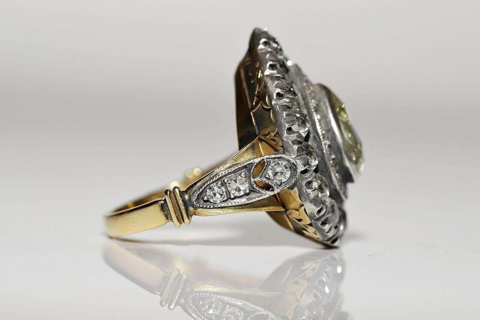 Neuer handgefertigter 18k Gold Top Silber natürlicher Diamant verzierter starkerter Ring im Angebot 1