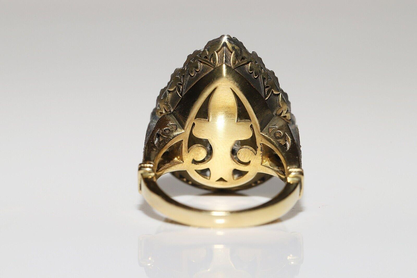 Nuevo Anillo Fuerte Decorado con Diamantes Naturales de Oro de 18k Hecho a Mano Plata Superior en venta 2