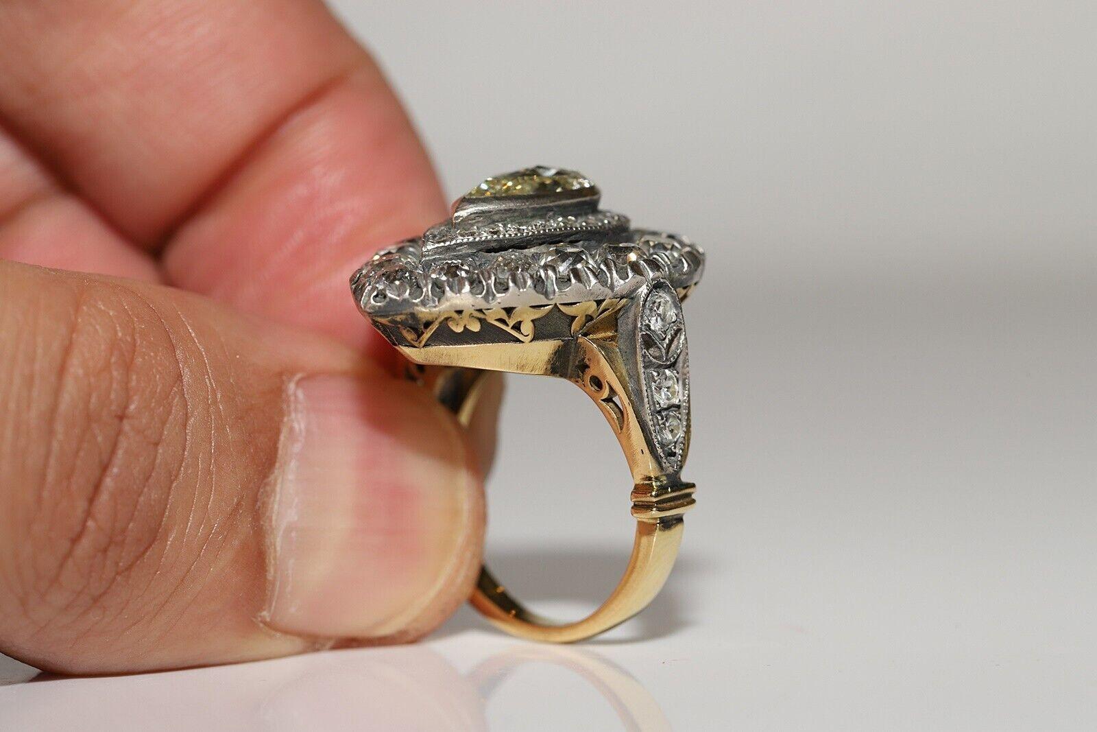 Neuer handgefertigter 18k Gold Top Silber natürlicher Diamant verzierter starkerter Ring im Angebot 3