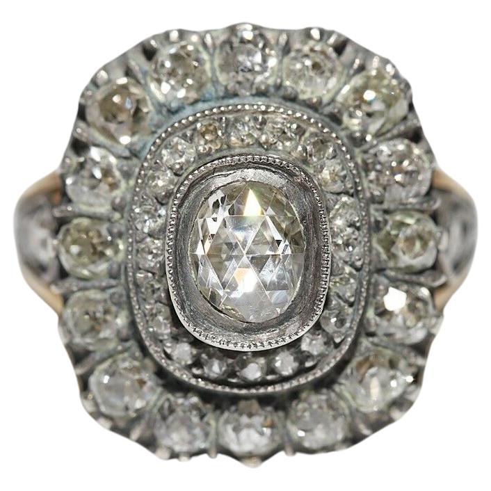 Neuer handgefertigter 18k Gold Top Silber natürlicher Diamant verzierter starkerter Ring 