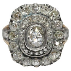 New Handmade 18k Gold Top Silver Natural Diamond Decorated Strong Ring (bague forte en or 18k) 