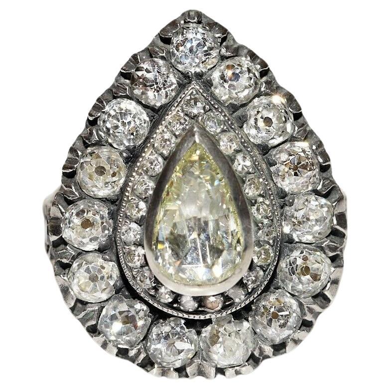 Neuer handgefertigter 18k Gold Top Silber natürlicher Diamant verzierter starkerter Ring