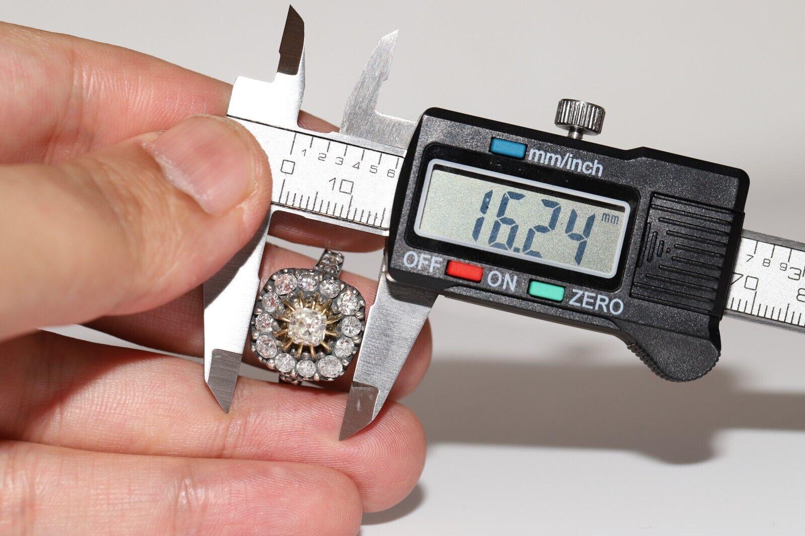 Neuer handgefertigter 18 Karat Gold Top Silber Natürlicher Altschliff Diamant Dekorierter Ring im Angebot 5