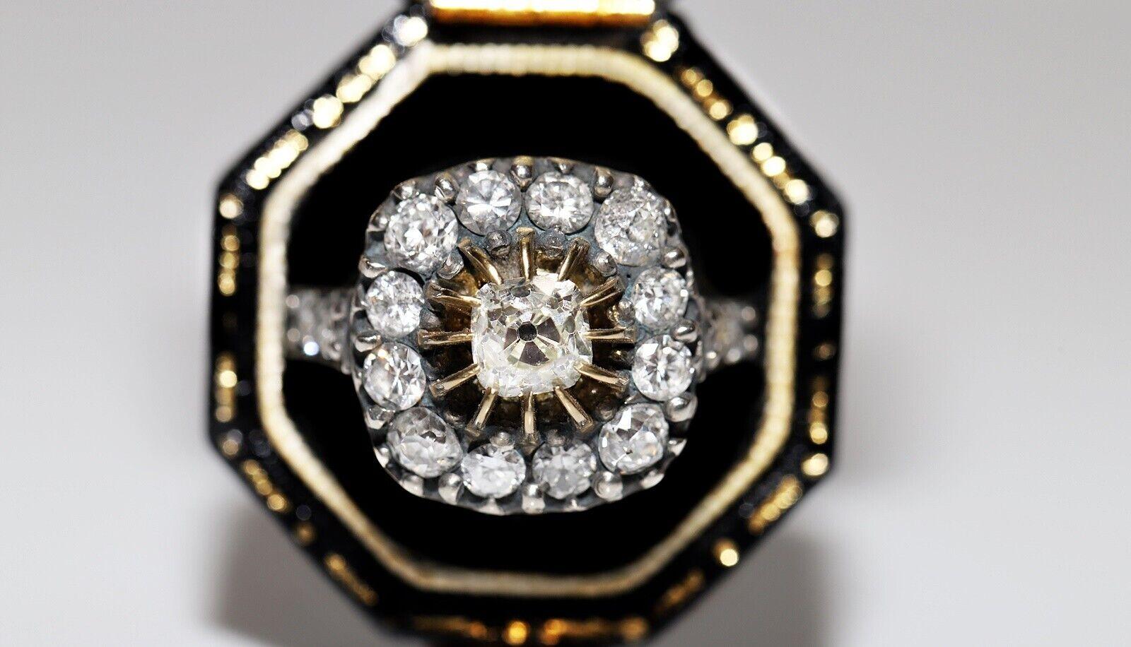 Neuer handgefertigter 18 Karat Gold Top Silber Natürlicher Altschliff Diamant Dekorierter Ring im Angebot 7