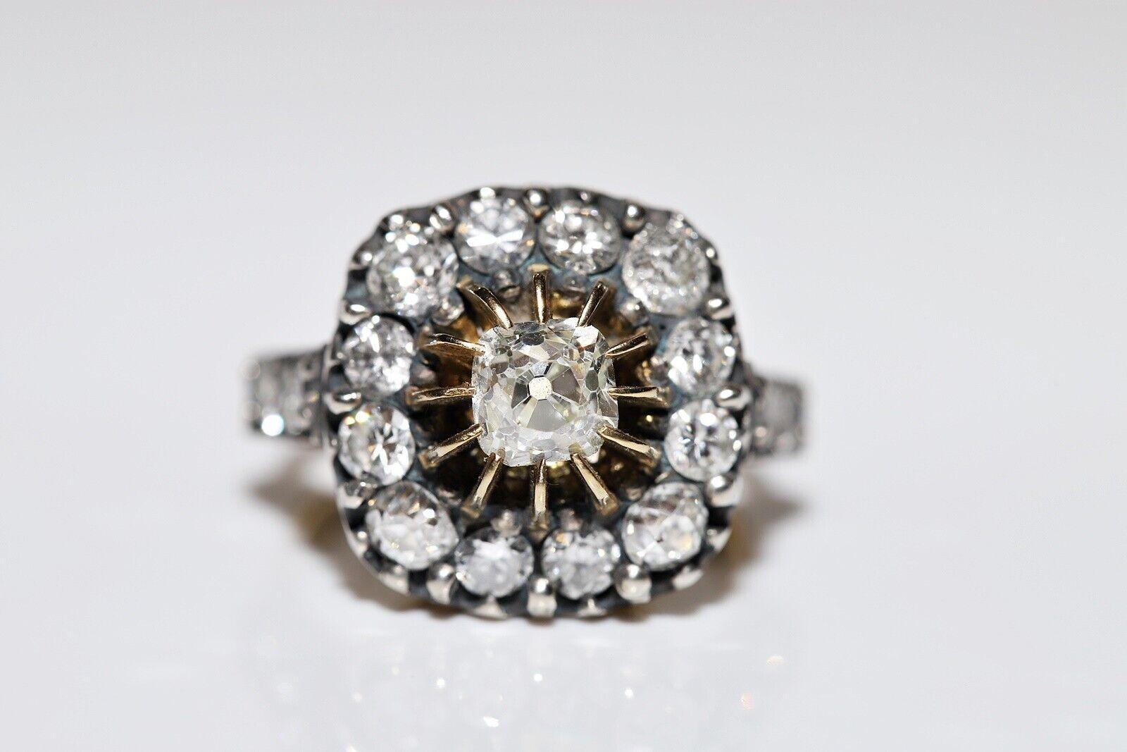 Neuer handgefertigter 18 Karat Gold Top Silber Natürlicher Altschliff Diamant Dekorierter Ring im Angebot 10