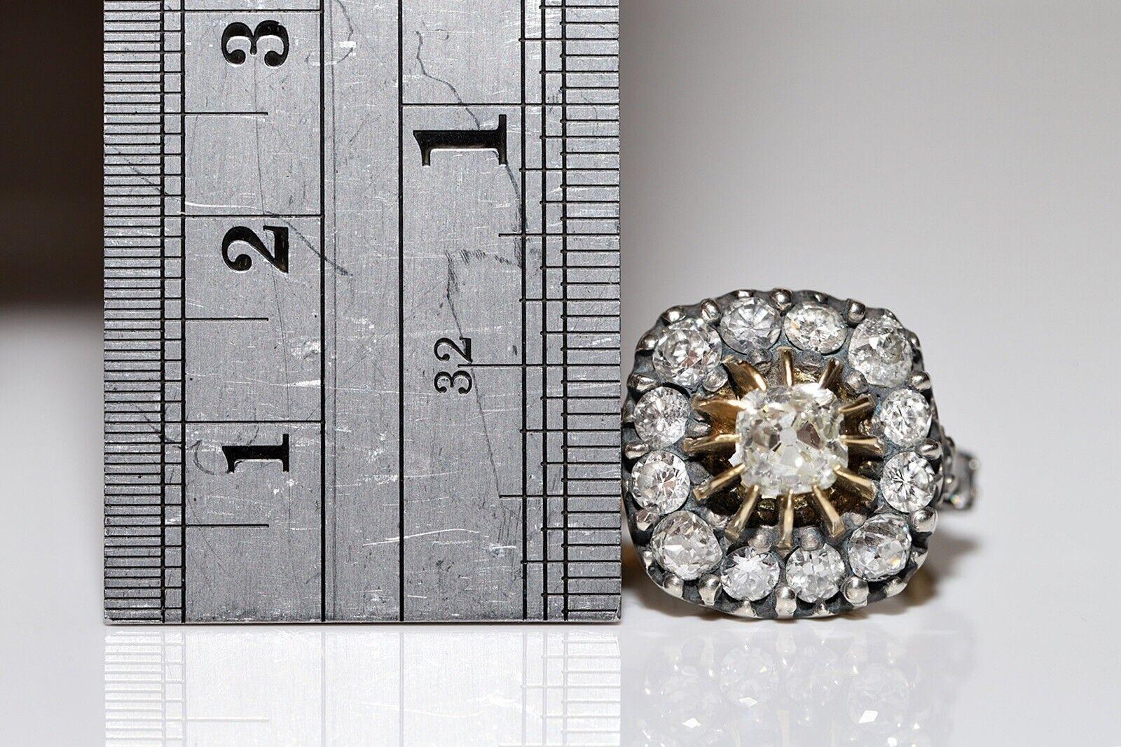 In very good condition.
Total weight is 7.5 grams.
 Center Old Cut diamond 0.89 carat.
Totally is all diamond  3.26 carat.
The diamond is has G-H color S1-S2 clarity.
Ring size is US 6.75 
We can make any size.
Box is not included.
Please contact