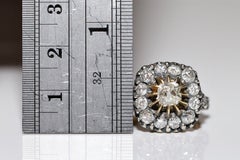 New Handmade 18k Gold Top Silver Natural Old Cut Diamond Decorated Ring
