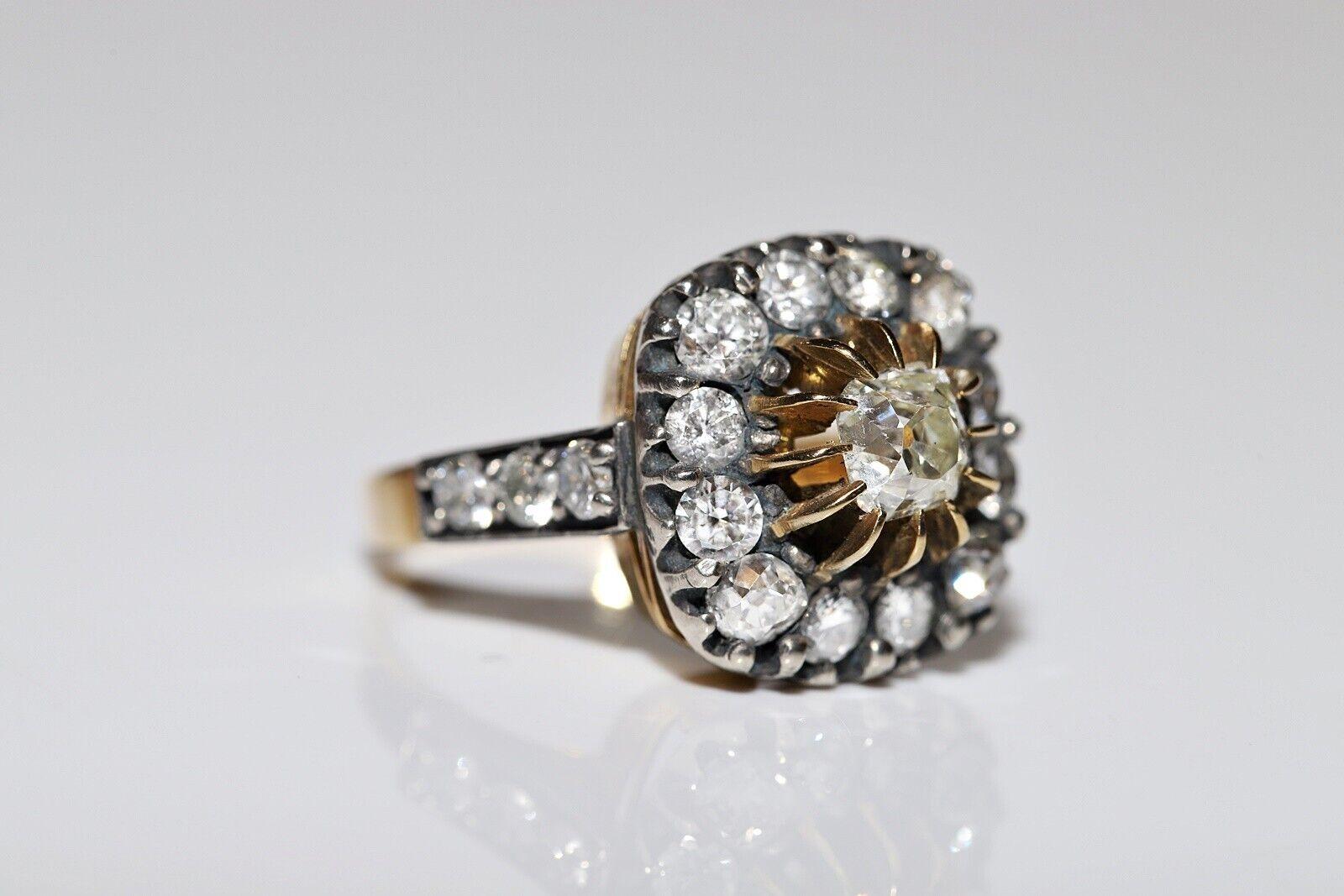 Neuer handgefertigter 18 Karat Gold Top Silber Natürlicher Altschliff Diamant Dekorierter Ring (Moderne) im Angebot