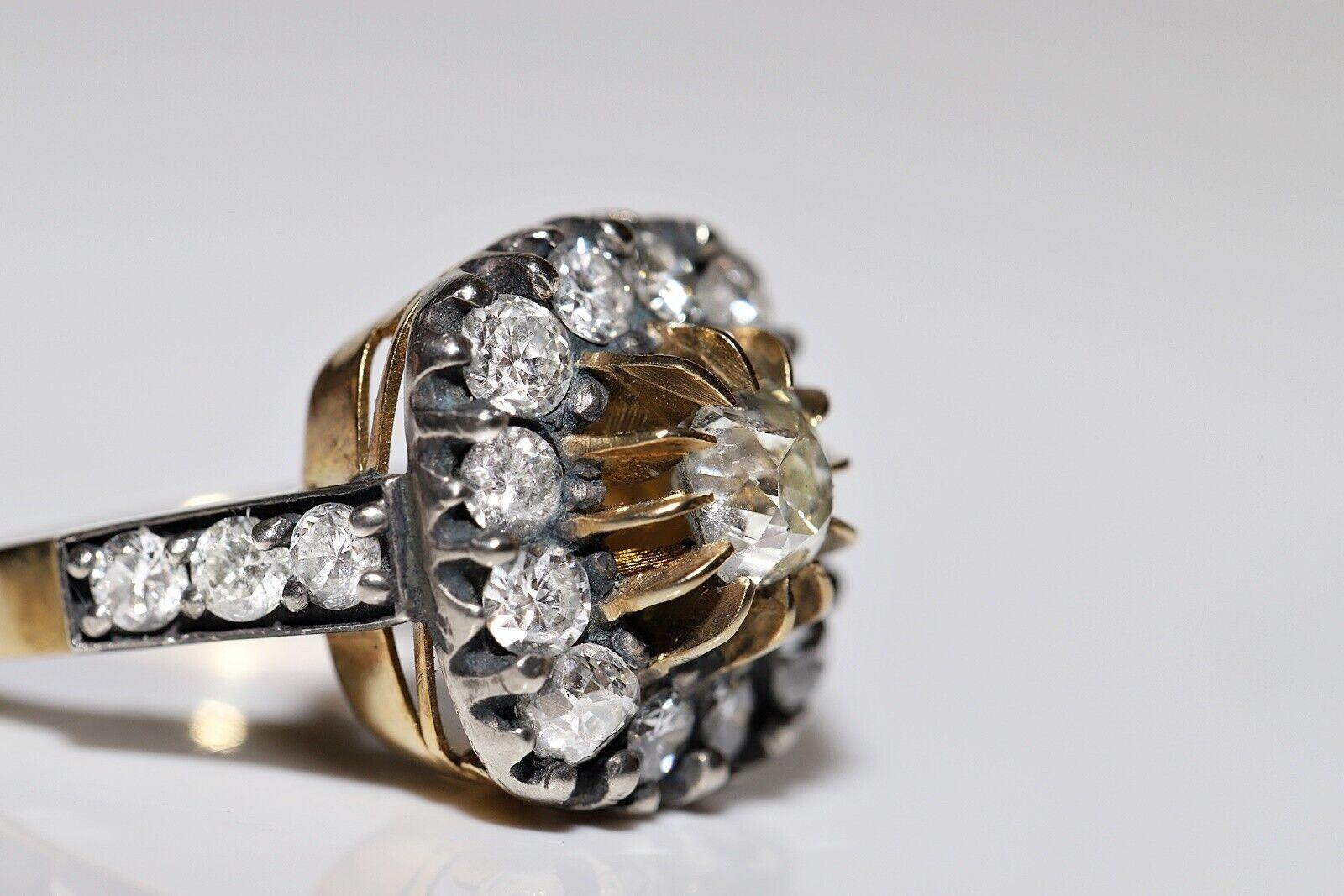 Neuer handgefertigter 18 Karat Gold Top Silber Natürlicher Altschliff Diamant Dekorierter Ring (Alteuropäischer Brillantschliff) im Angebot