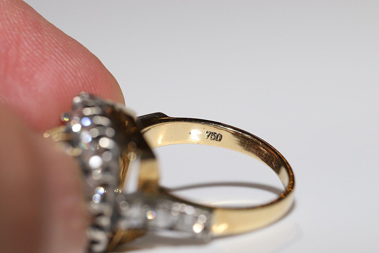 Neuer handgefertigter 18 Karat Gold Top Silber Natürlicher Altschliff Diamant Dekorierter Ring im Angebot 2
