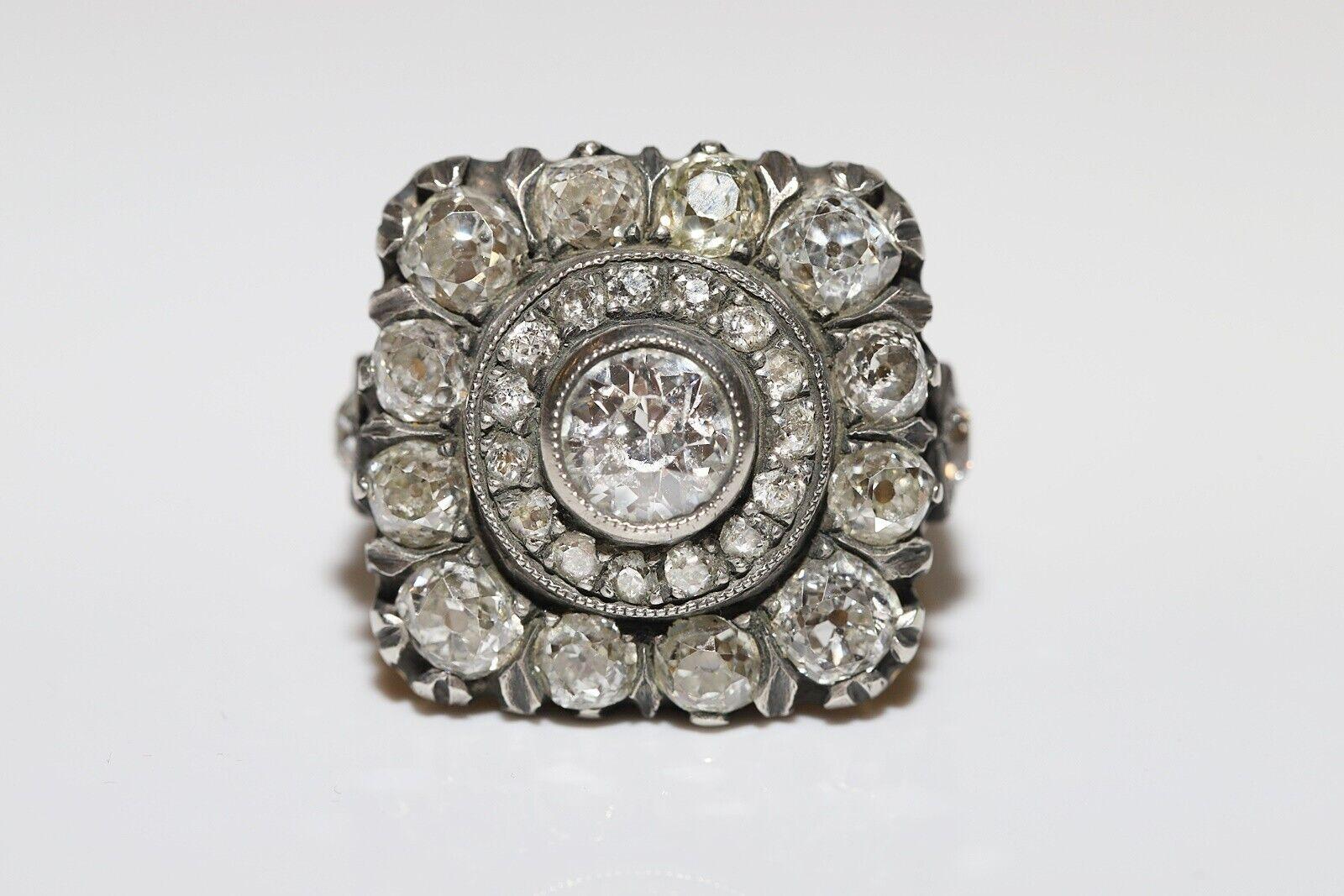 New Handmade 18k Gold Top Silver Natural Old Cut Diamond dekoriert starken Ring im Angebot 9