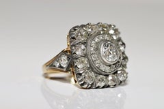 New Handmade 18k Gold Top Silver Natural Old Cut Diamond dekoriert starken Ring
