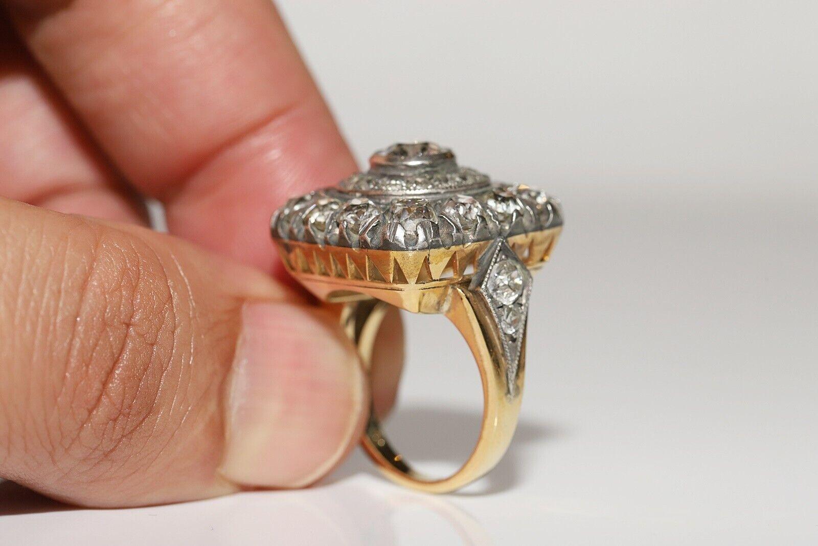 New Handmade 18k Gold Top Silver Natural Old Cut Diamond dekoriert starken Ring (Alteuropäischer Brillantschliff) im Angebot