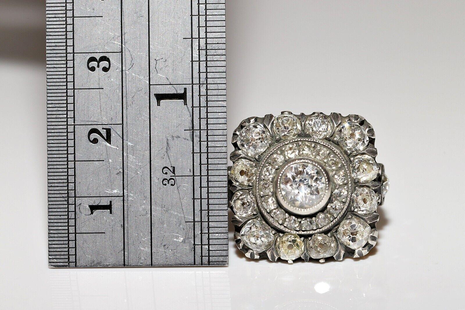 New Handmade 18k Gold Top Silver Natural Old Cut Diamond dekoriert starken Ring im Zustand „Gut“ im Angebot in Fatih/İstanbul, 34
