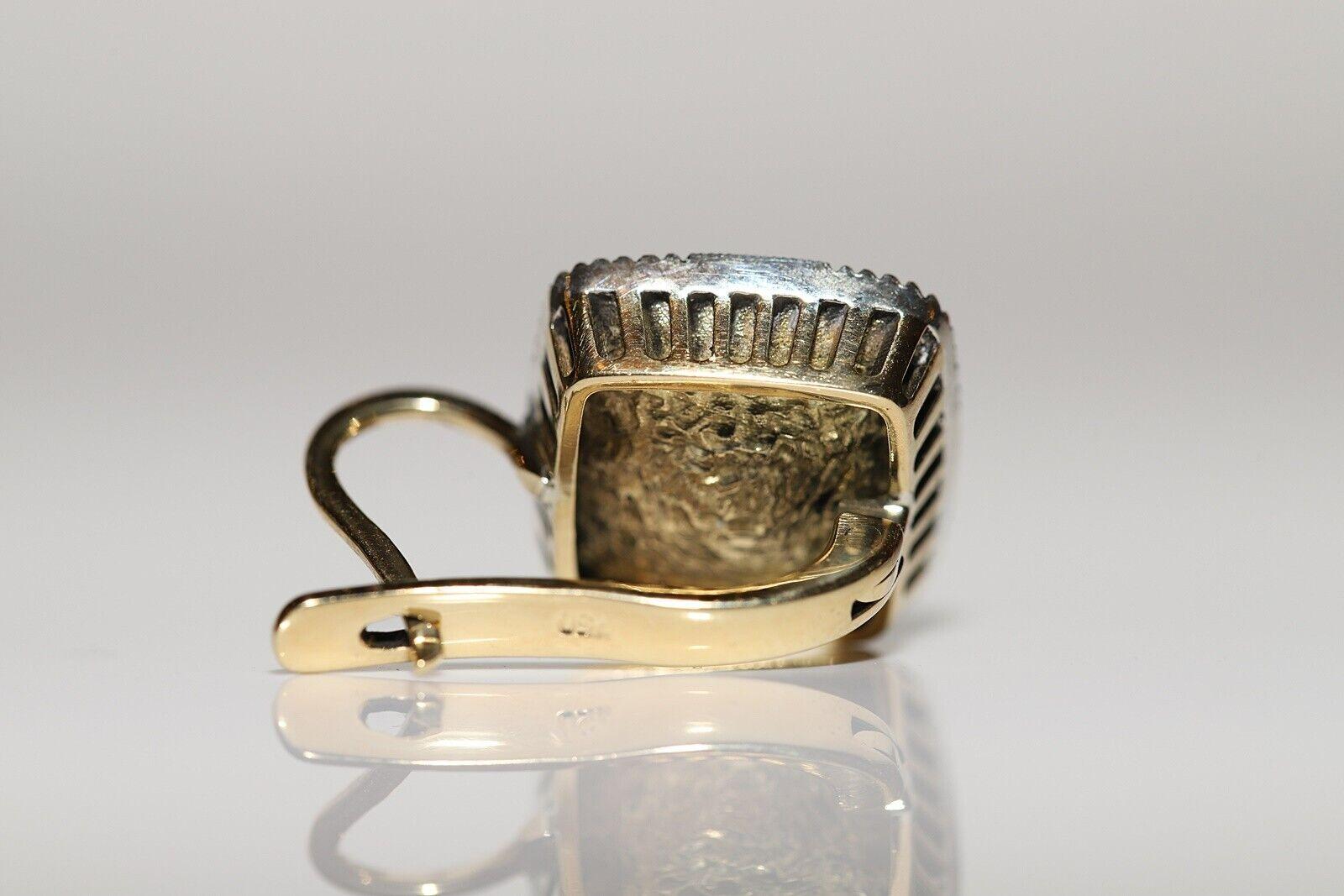 New Handmade 18k Gold Top Silver Natural Rose Cut Diamond Decorated Earring en vente 10