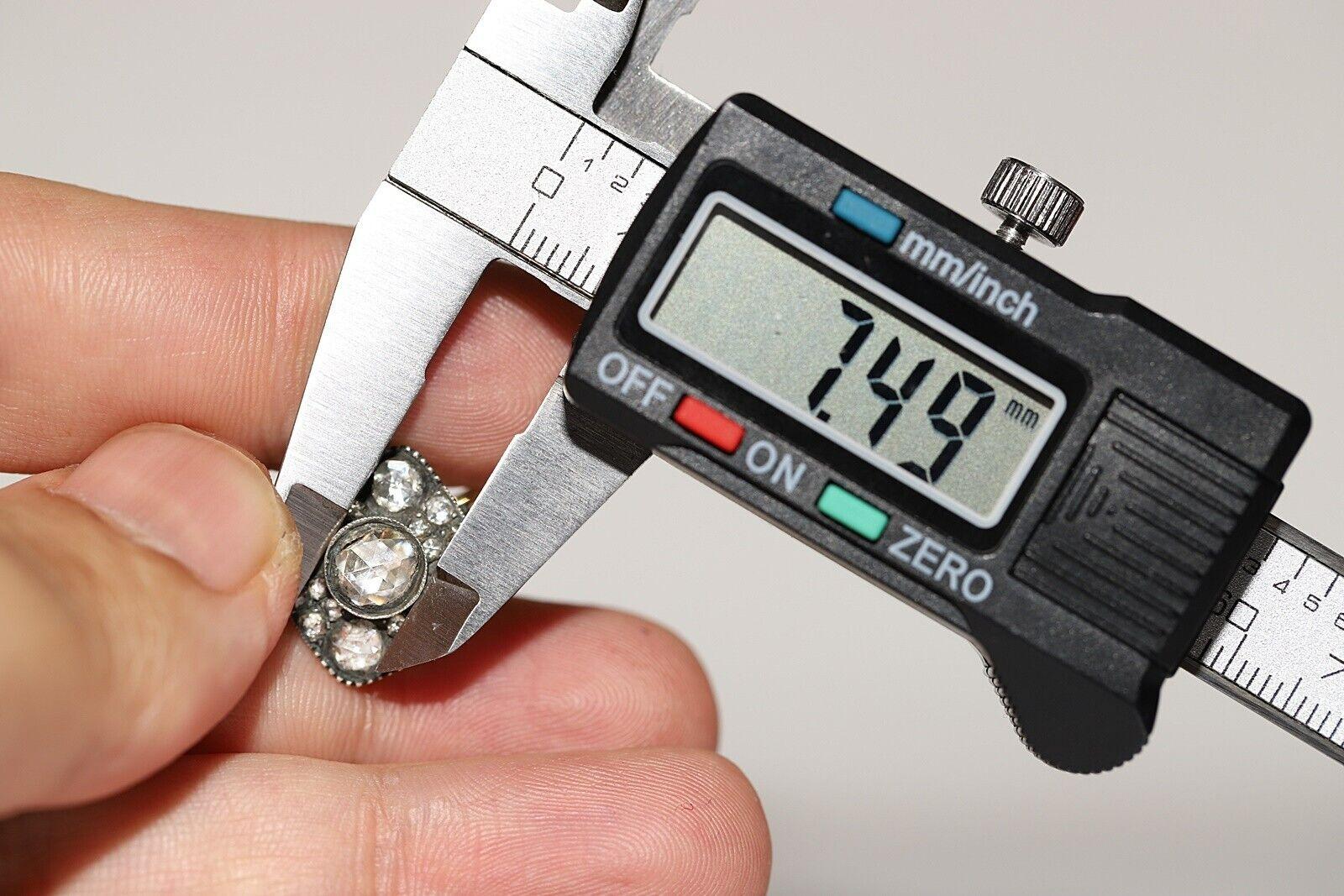 Neuer handgefertigter Ohrring, 18 Karat Gold Platin Silber Natürlicher Rosenschliff Diamant Dekoriert im Angebot 14